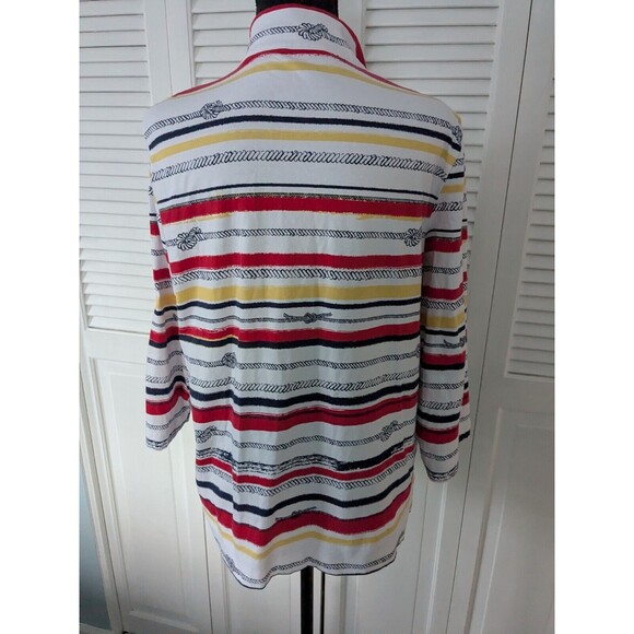 Chicos Weekends Jacket Women's 2 (L) Stripes Red Yellow Athleisure Nautical Rope - Picture 9 of 13